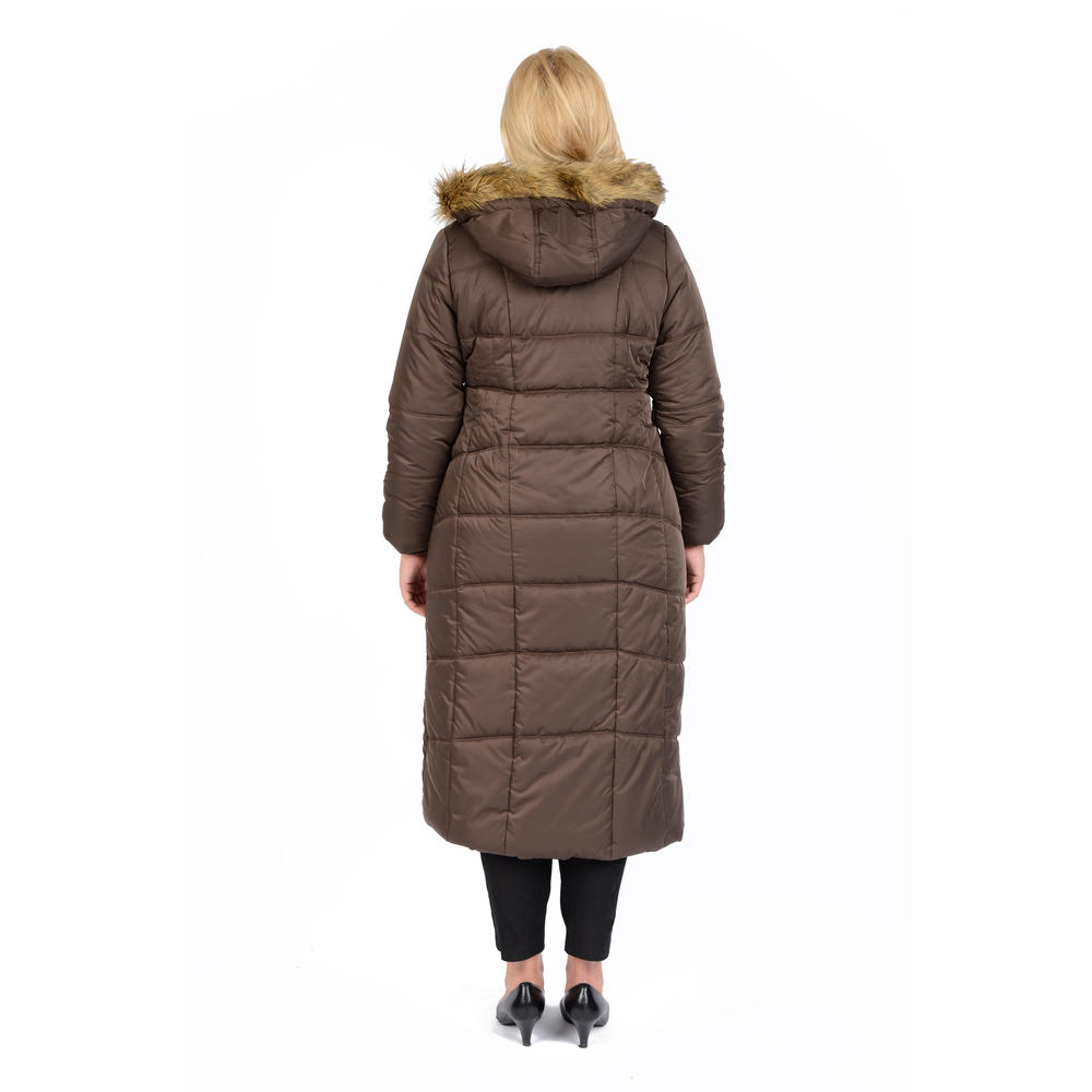 Excelled Women's Plus Quilted Full Length City Coat- Online Exclusive