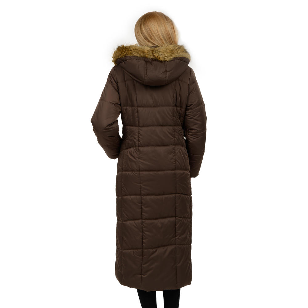 Excelled Ladies Women's Quilted Full Length City Coat- Online Exclusive
