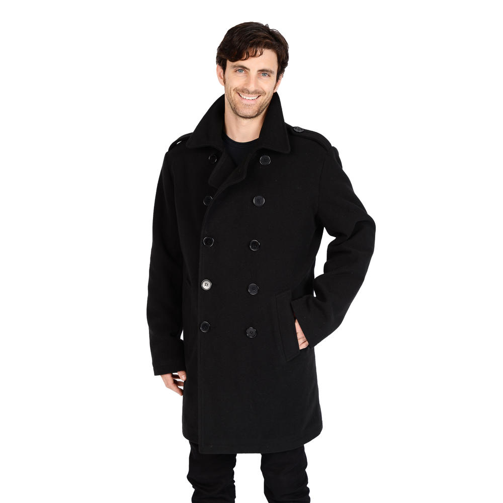 Excelled Men's Big and Tall Faux Wool 3/4 longer peacoat