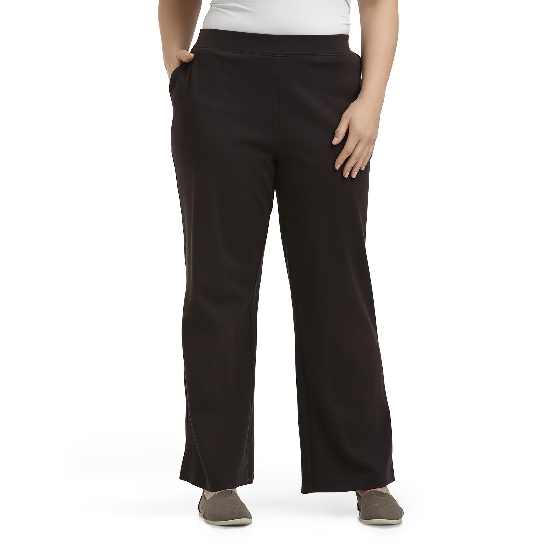 Basic Editions Women's Plus Pull-On Knit Pants