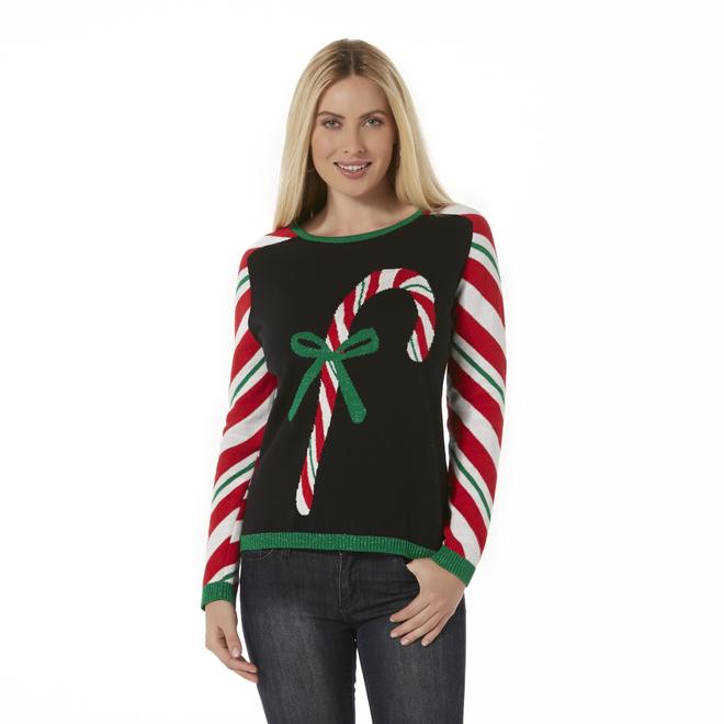 Nouveaux Women's Sparkling Christmas Sweater Candy Cane