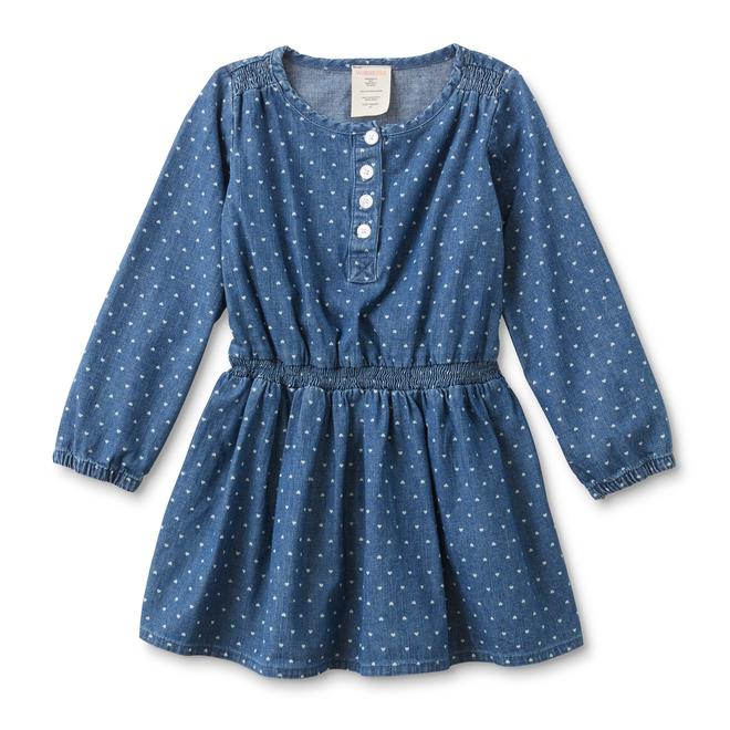 Toddler Girls' Chambray Dress Hearts