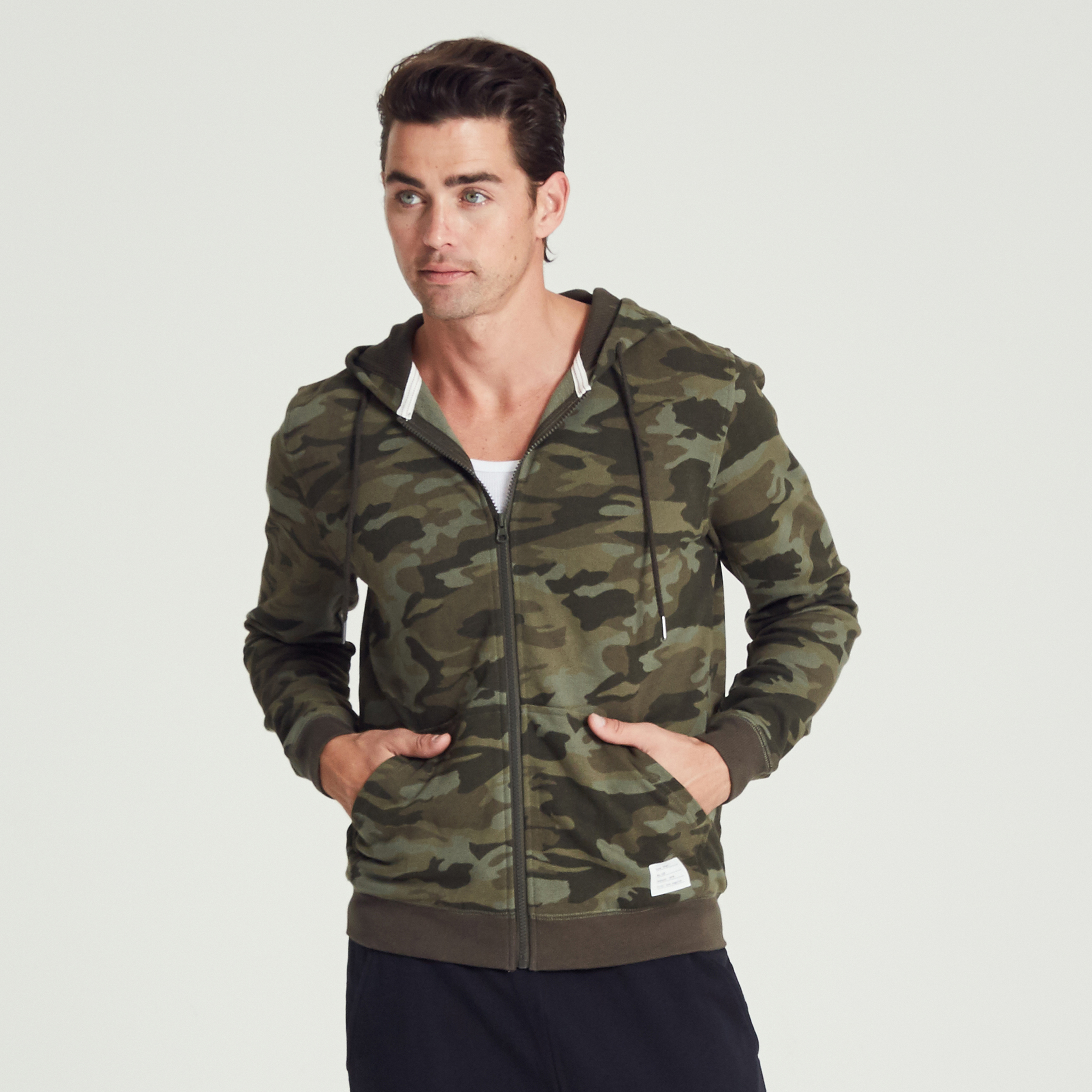 Adam Levine Men's Washed Out Zip Front Hoodie - Camo