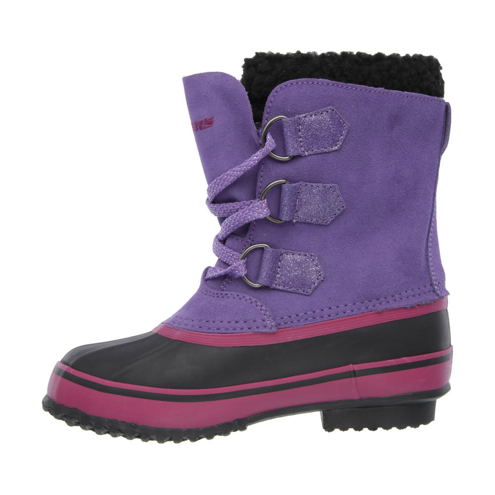 Skechers Girl's Purple Rain Purple/Pink Faux Fur Insulated Waterproof Winter Snow Boot