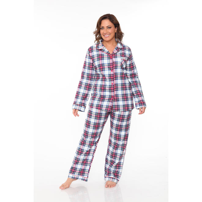 White Mark Women's Plus Flannel Pajama Set