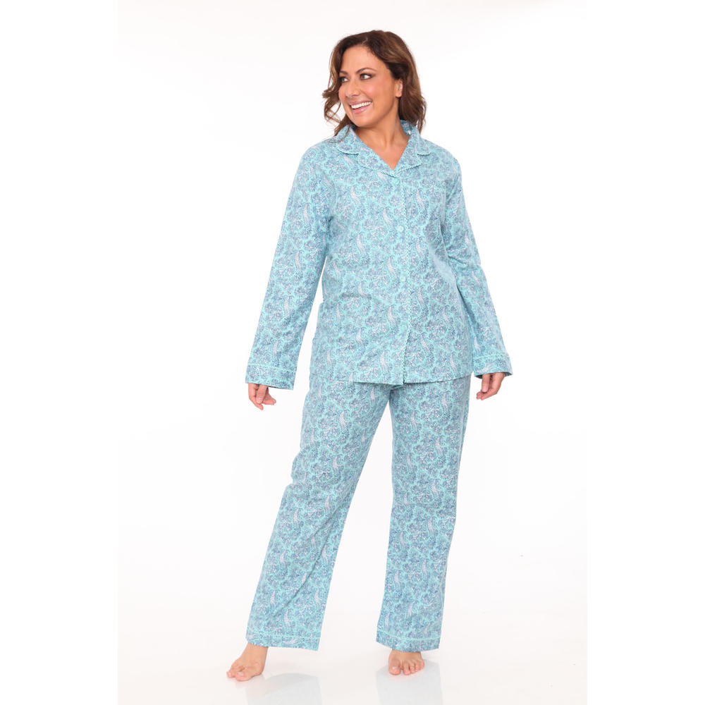 White Mark Women's Plus  Flannel Pajama Set