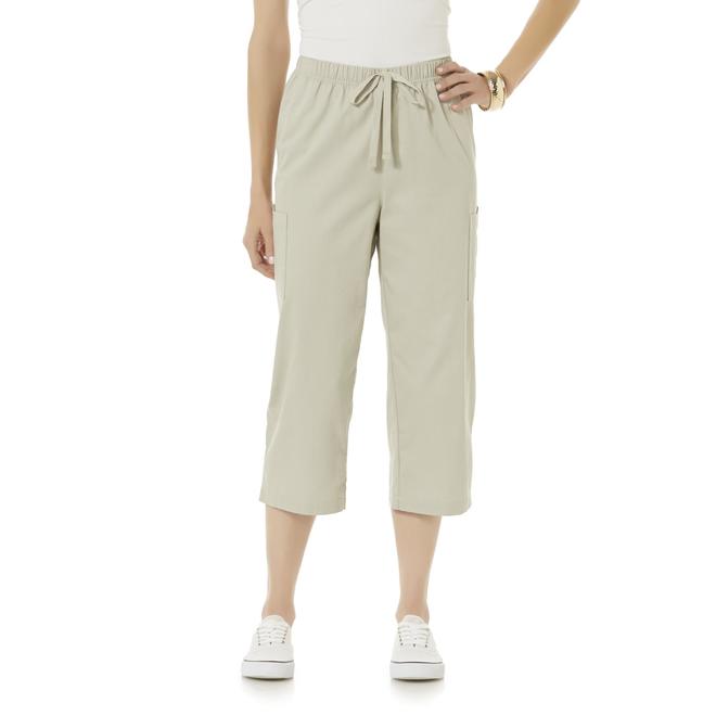 Basic Editions Women's Twill Stretch Waist Capri Pants