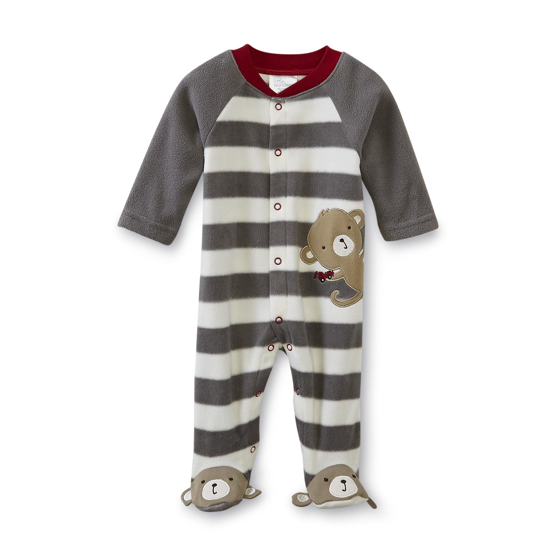 Little Wonders Newborn Boy's Fleece Sleeper Pajamas - Monkey