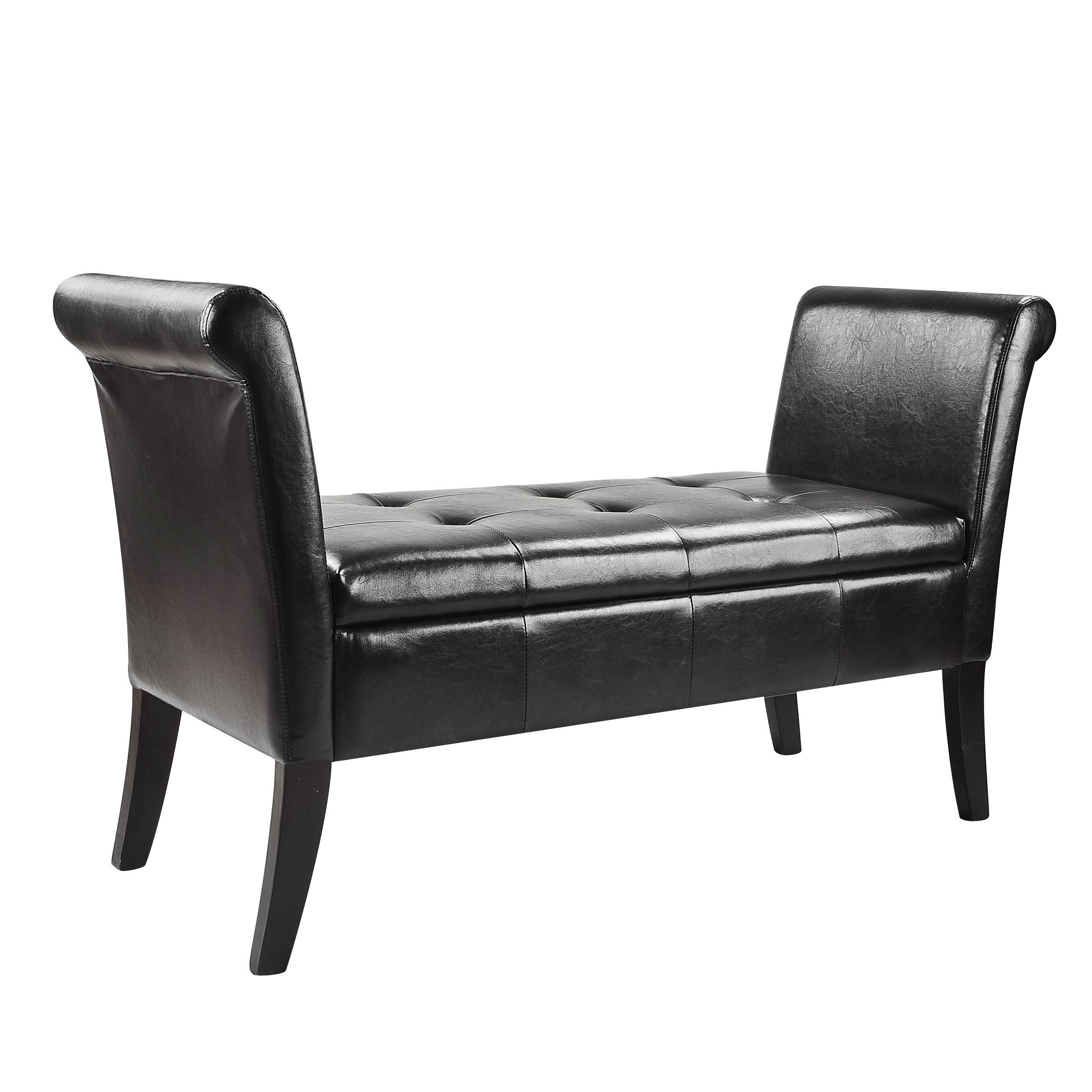 CorLiving Antonio Bench with Rolled Arms in Bonded Leather