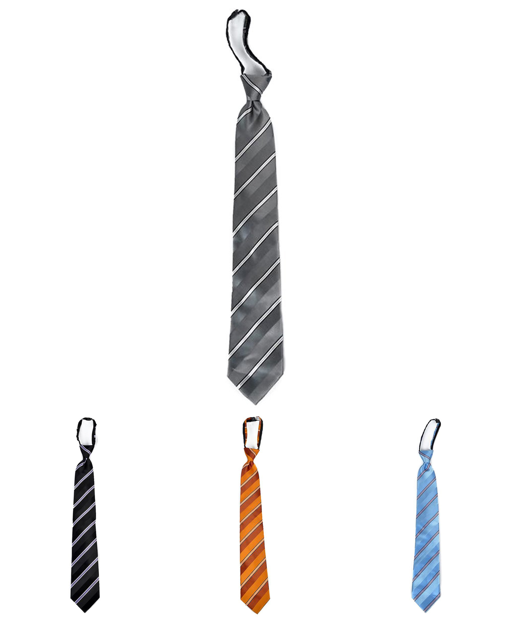 UMO LORENZO Men's Striped Spring Micro Woven Zipper Ties