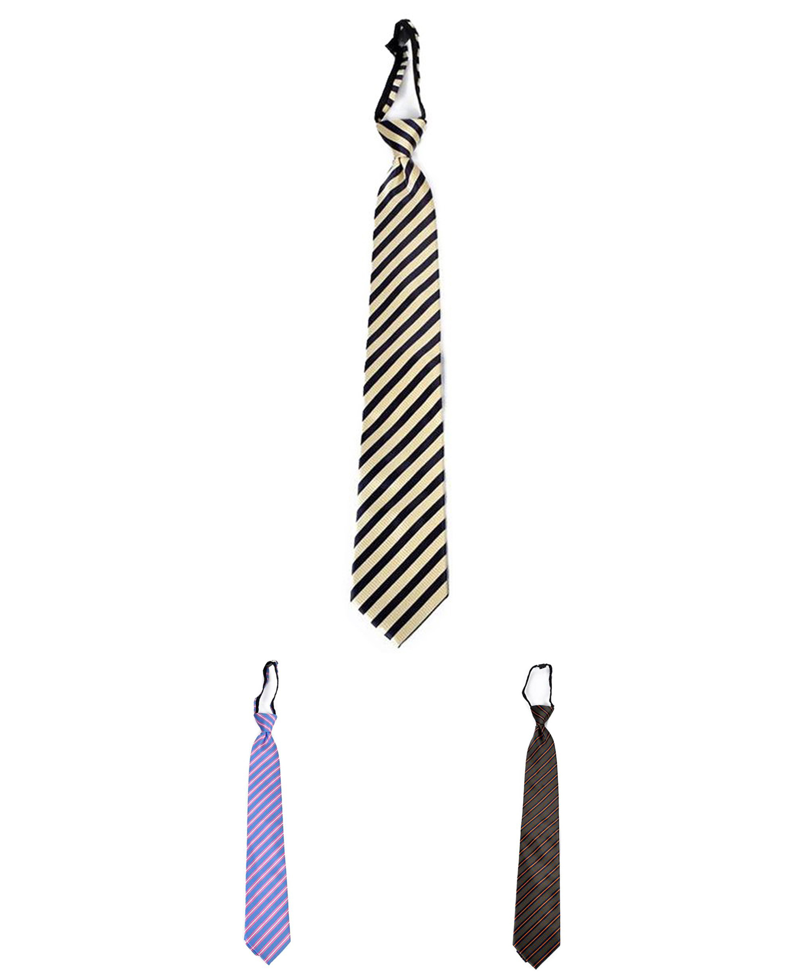 UMO LORENZO Men's Narrow Striped Micro Woven Zipper Ties
