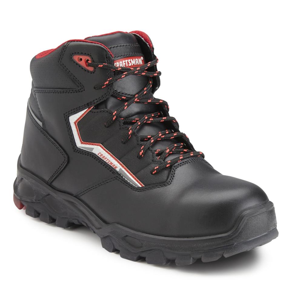 Craftsman Men's Hiker Black/Red/Silver Steel Toe Work Boot