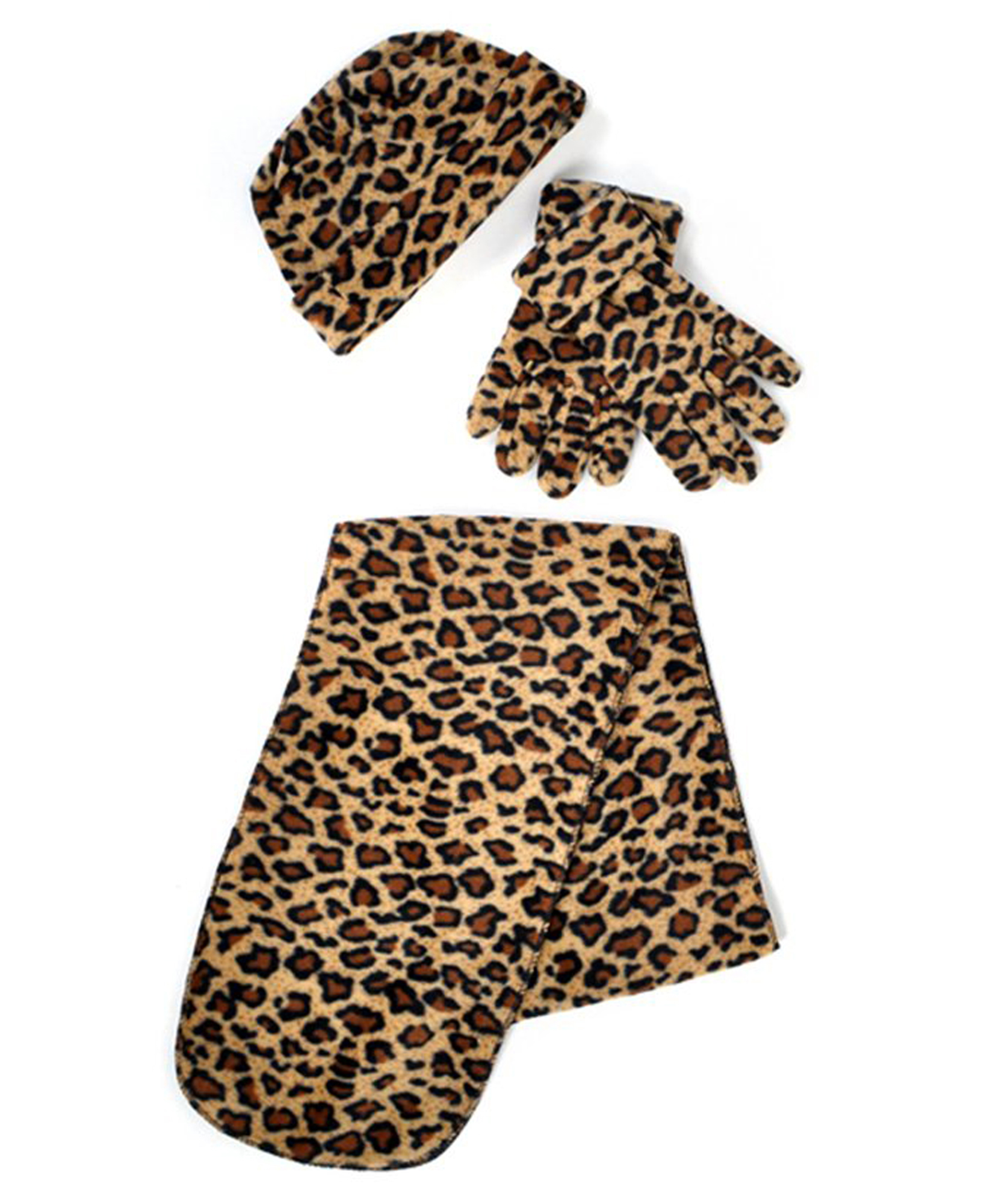 Selini NY Women's Leopard Polyester Fleece Winter Set