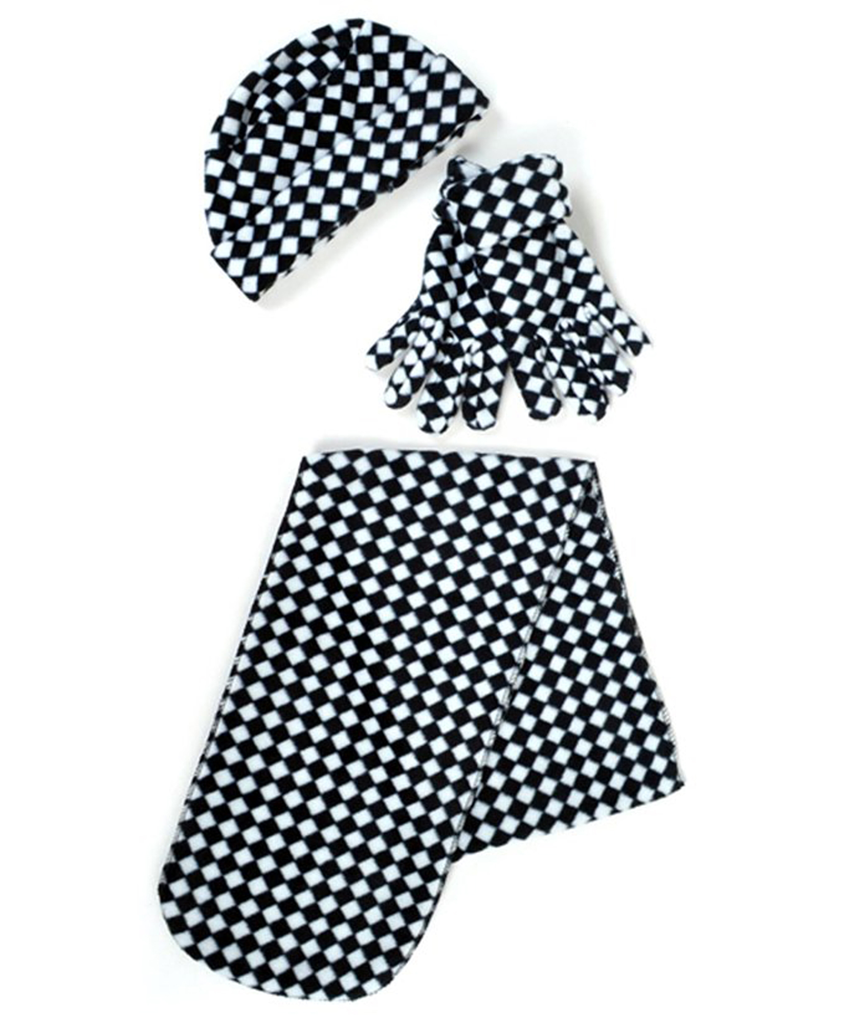 Selini NY Women's Black and White Polyester Fleece Winter Set