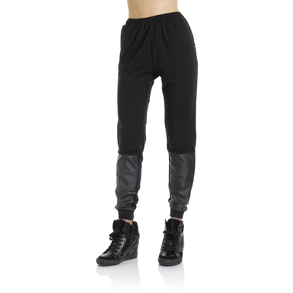 Nicki Minaj French Terry Jogger With Perforated Faux Leather Insets