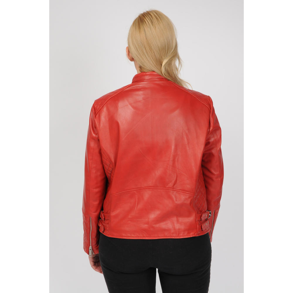 R&O Women's Plus Quilted Leather Motorcycle Jacket -Online Exclusive
