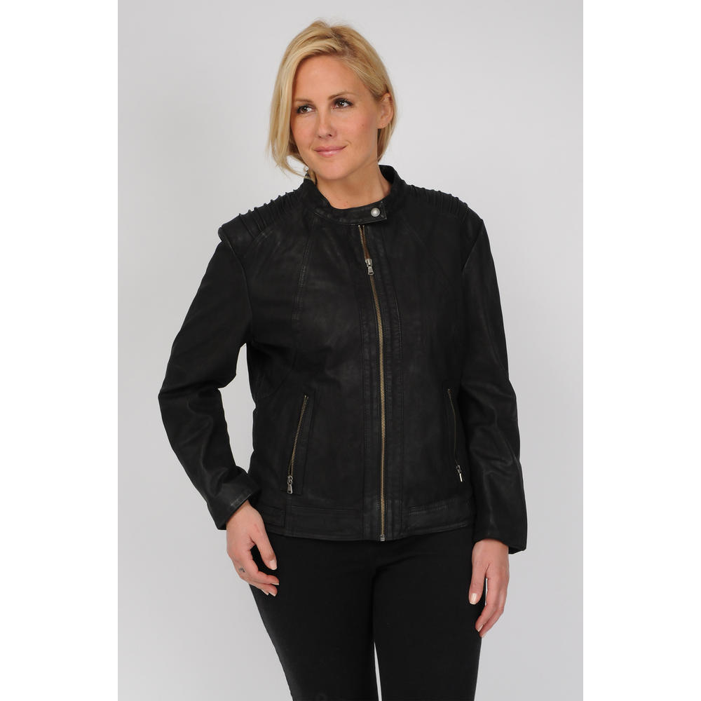 R&O Women's Plus Suede Scuba With Quilted Shoulder Trim - Online Exclusive