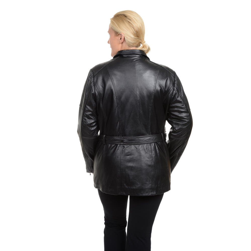 Excelled Women's Plus Lambskin Assymetrical 3/4- Online Exclusive