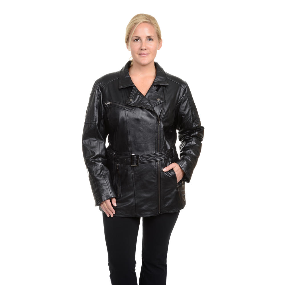 Excelled Women's Plus Lambskin Assymetrical 3/4- Online Exclusive