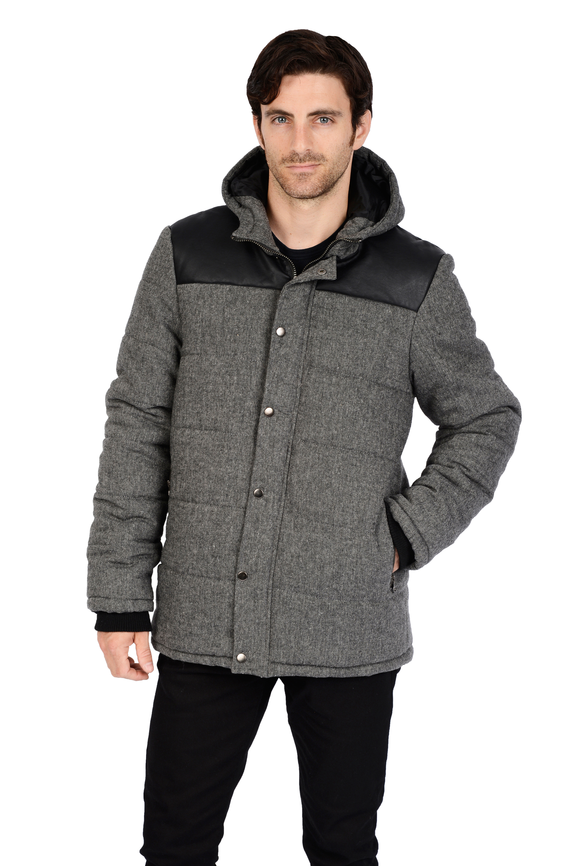 Excelled Men's Channel Quilt Hoodie Faux Wool- Online Exclusive