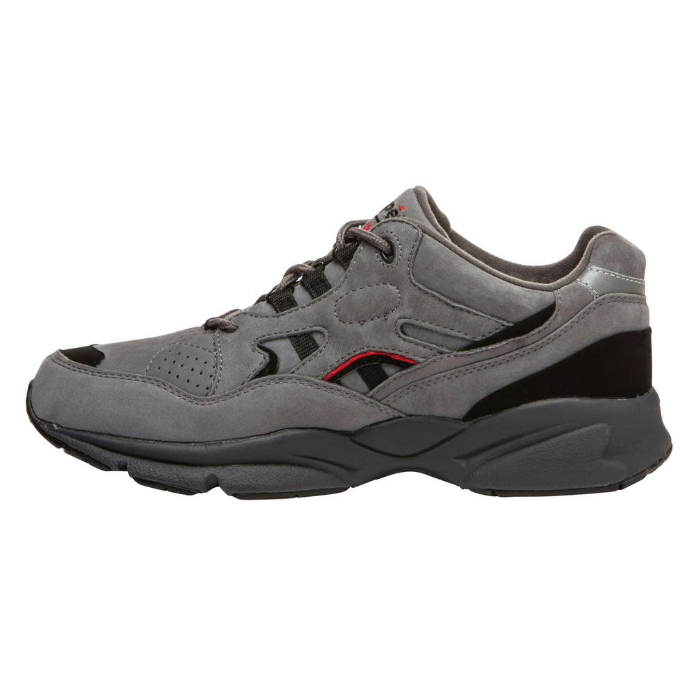 Propet Men's STABILITY WALKER Grey/Black Nubuck Walking shoe-Wide widths available