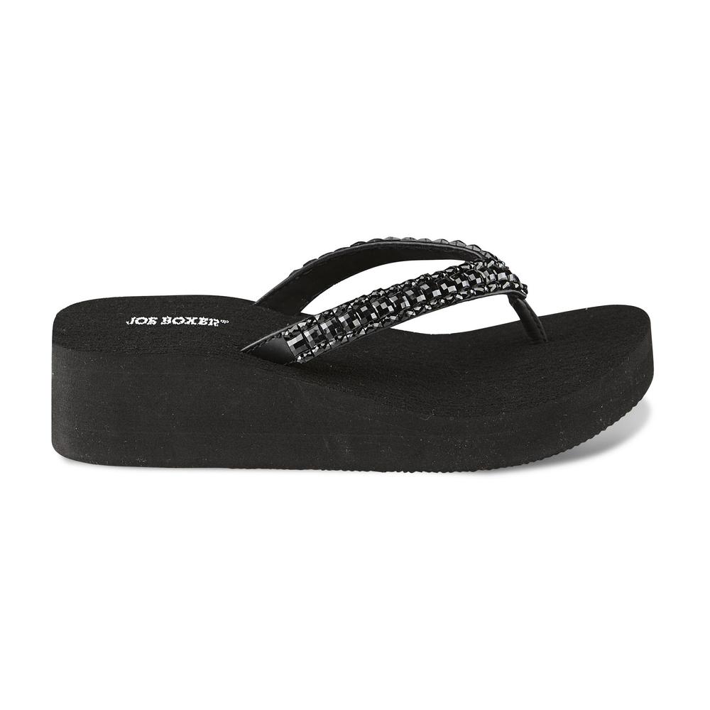 Joe Boxer Women's Zera Black FlipFlop Platform Wedge Sandal