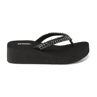 Joe Boxer Women's Zera Black Flip-Flop Platform Wedge Sandal
