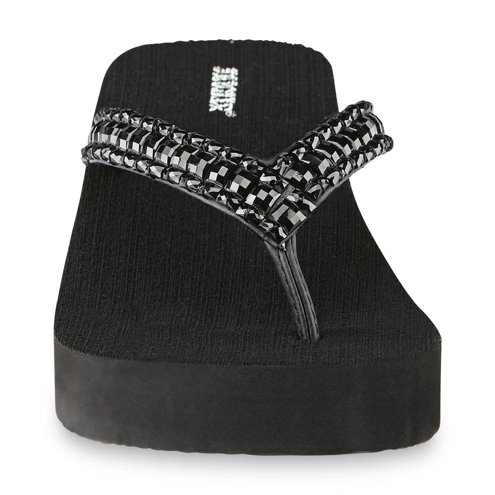 Joe Boxer Women's Zera Black FlipFlop Platform Wedge Sandal