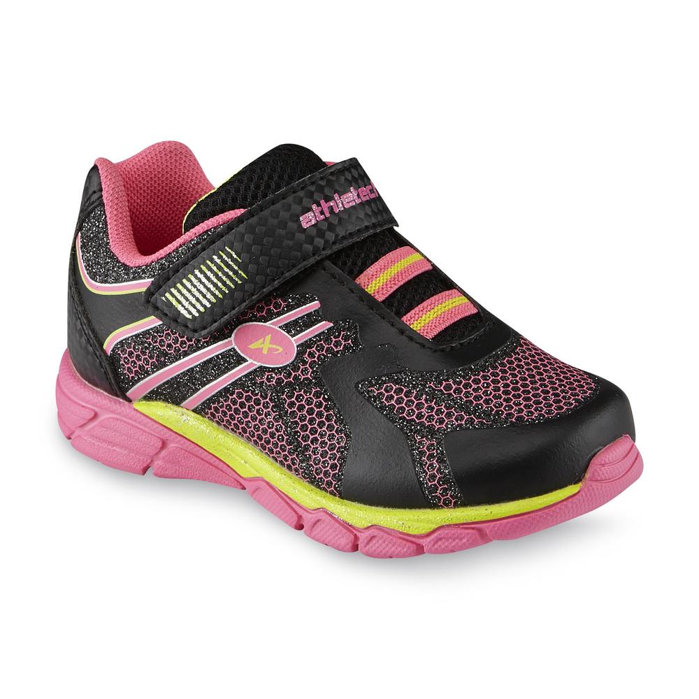 Athletech Toddler Girl's Dynamo Black/Pink/Yellow Walking Shoe