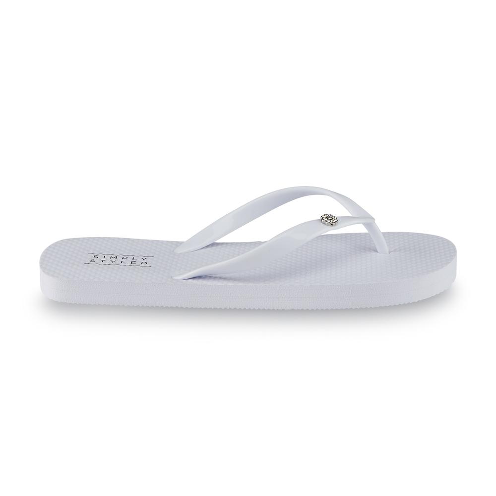 Simply Styled Women's Zori White Embellished Flip-Flop