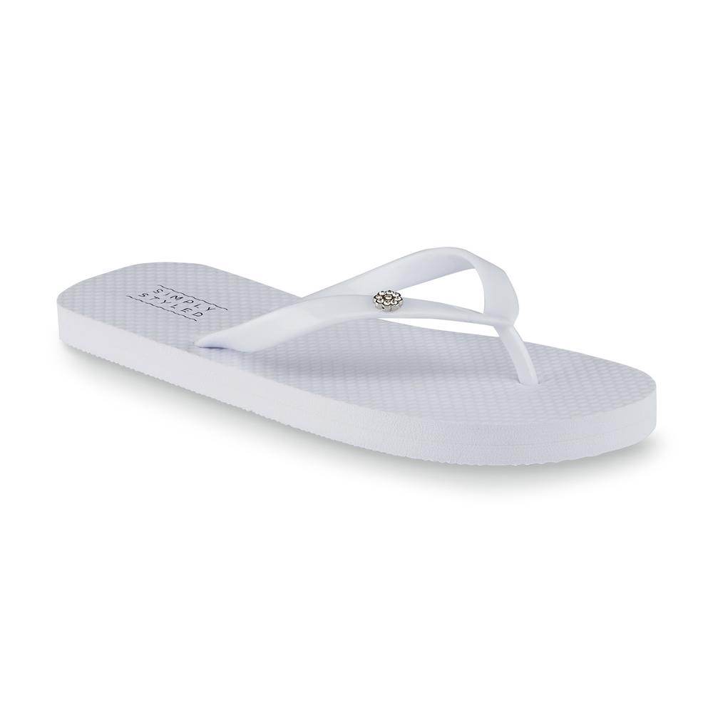 Simply Styled Women's Zori White Embellished Flip-Flop