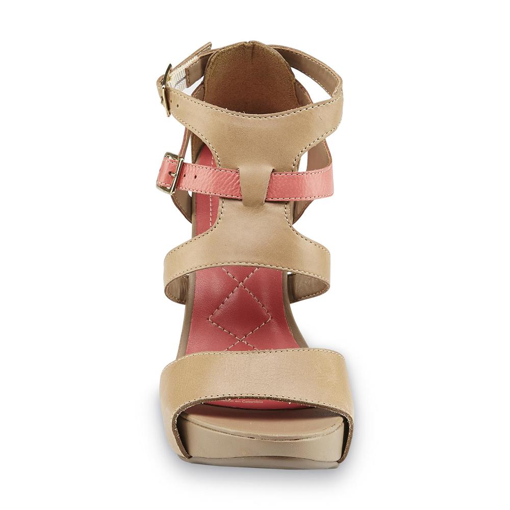 Reindeer Women's Bianca Beige/Coral Leather Platform Sandal