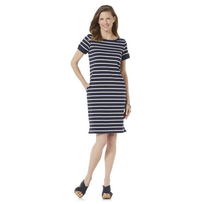 Basic Editions Women's T-Shirt Dress - Striped - Kmart