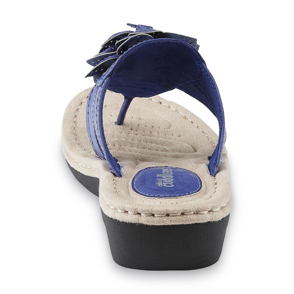 Cobbie Cuddlers Women's Reginy Blue Thong Comfort Sandal - Wide Width Available