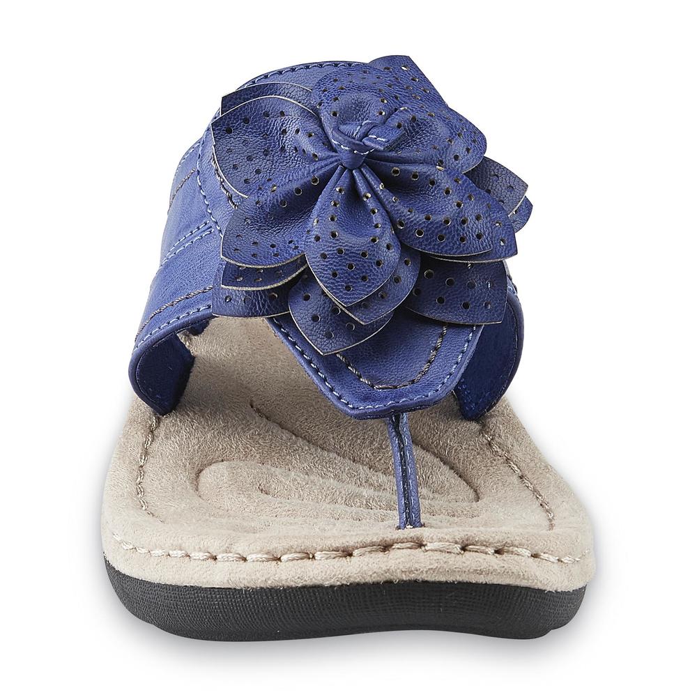 Cobbie Cuddlers Women's Reginy Blue Thong Comfort Sandal - Wide Width Available
