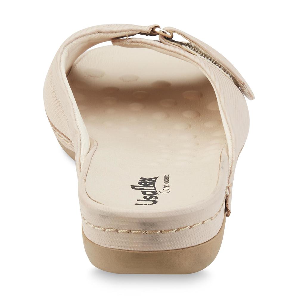 Usaflex Women's Karla Leather/Fabric Bunion Comfort Sandal - Beige