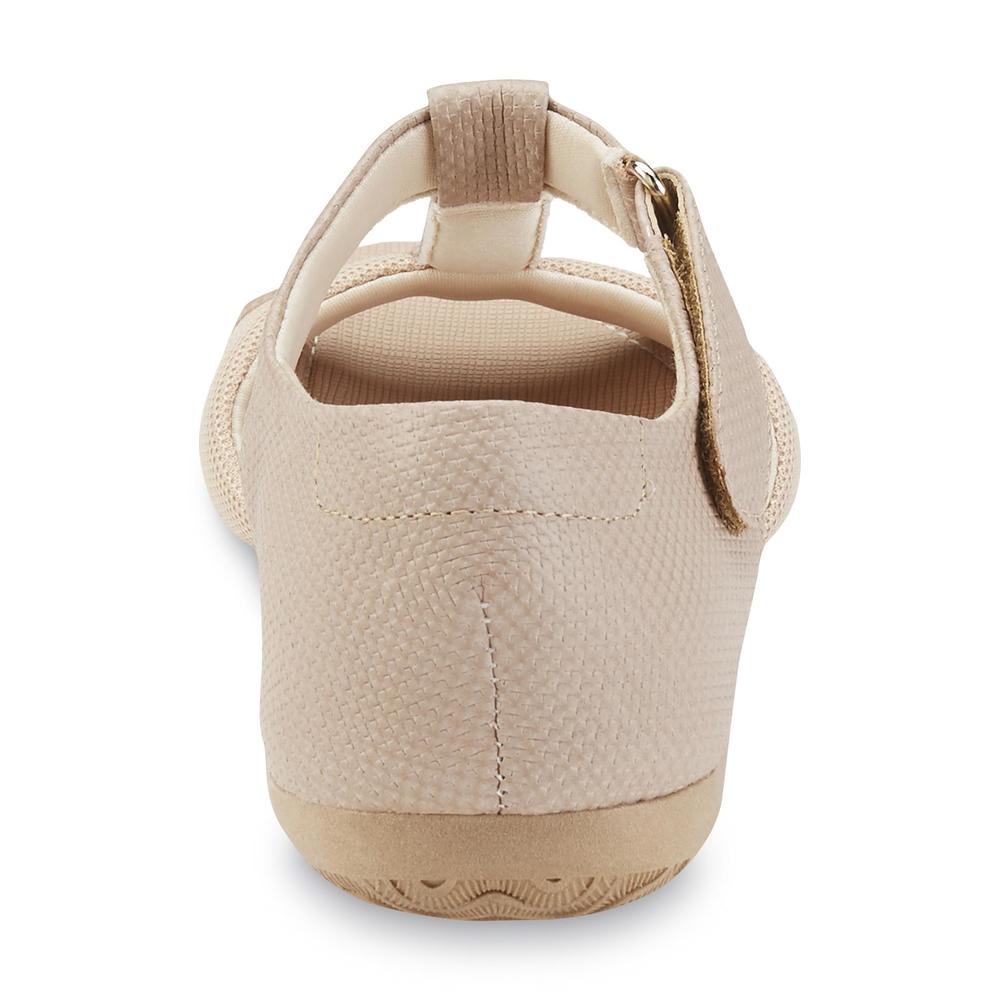 Usaflex Women's Genesis Leather/Mesh T-Strap Bunion Comfort Sandal - Beige