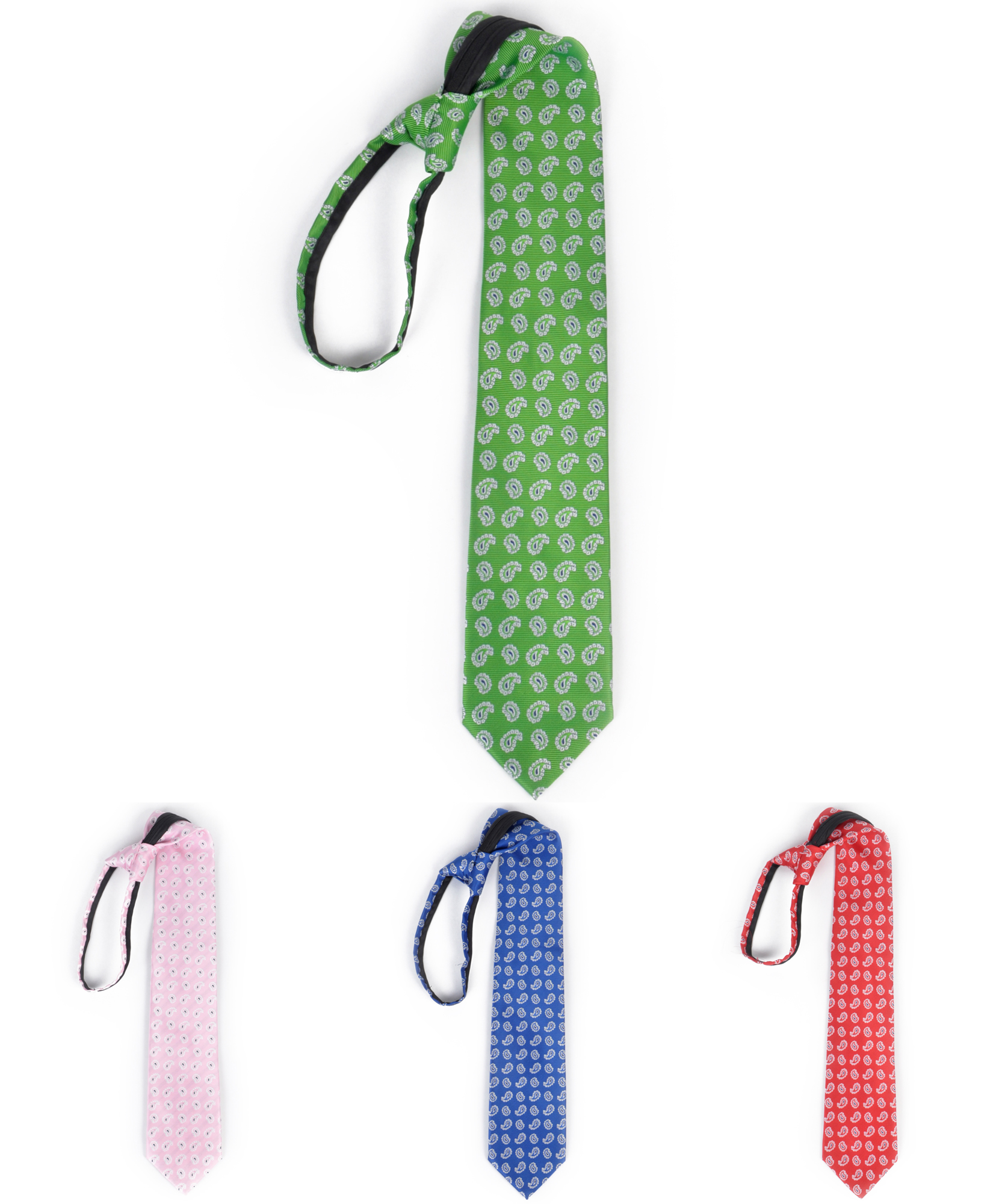 UMO LORENZO Men's Paisley Droplet Zipper Tie
