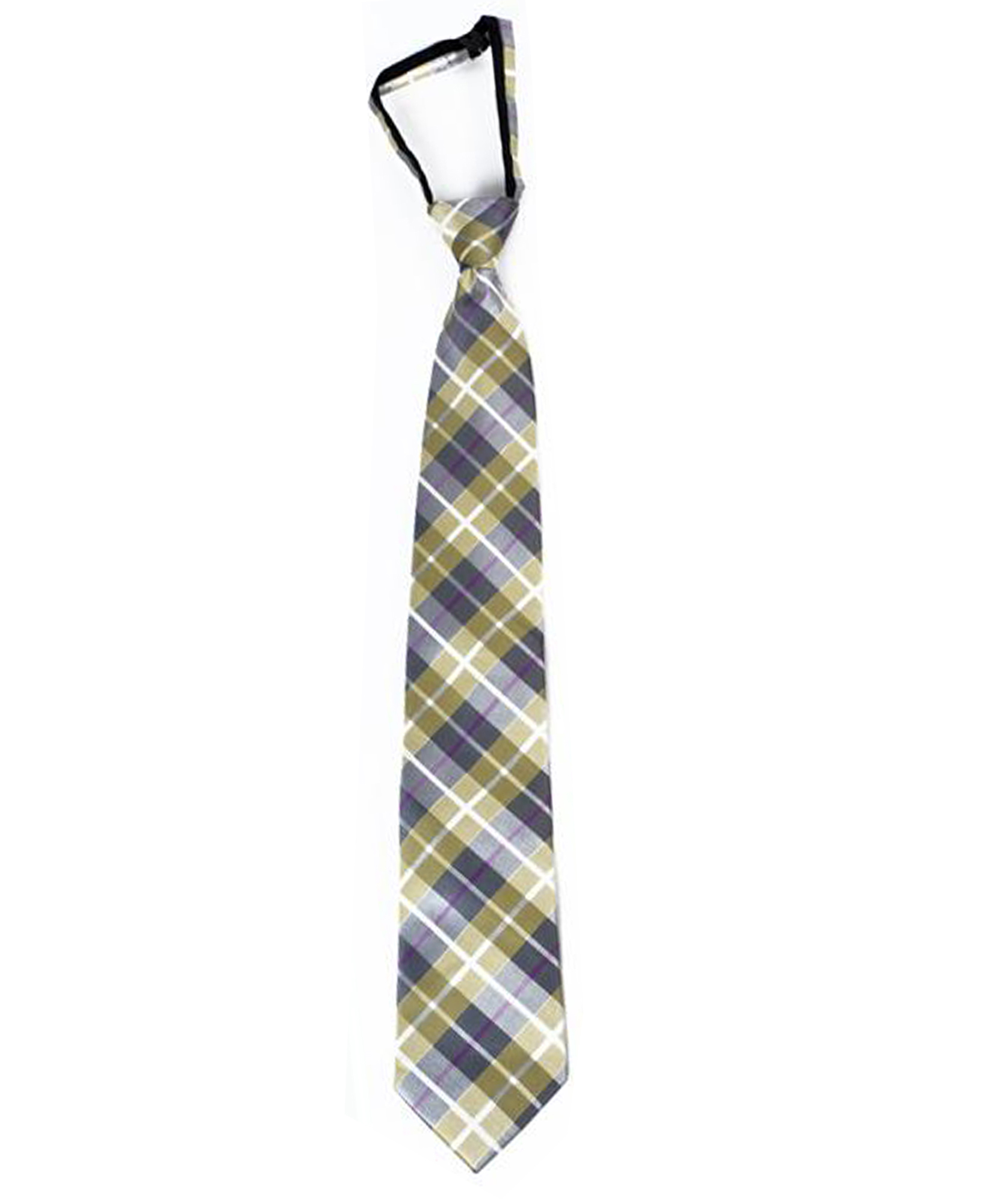 UMO LORENZO Men's Cream Pattern Micro Woven Zipper Ties(XL)