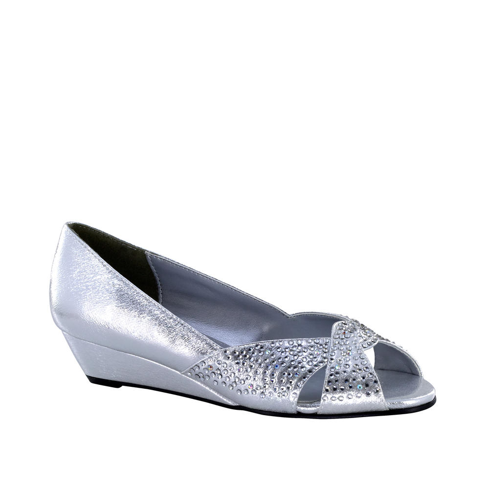 Touch Ups Women's Alice Silver Wedge Shoe - Wide Width Available