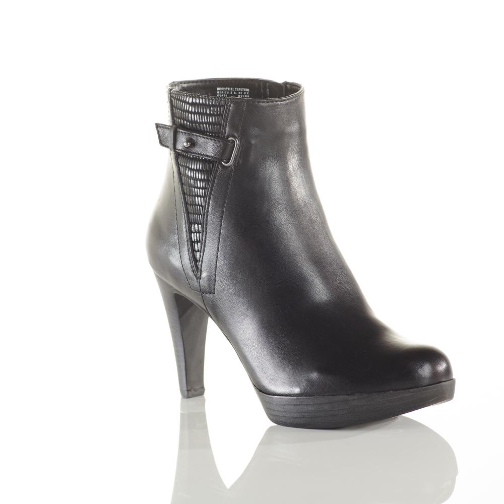 Carlo Rossetti Women's Gloriaste Black Leather Platform Ankle Bootie