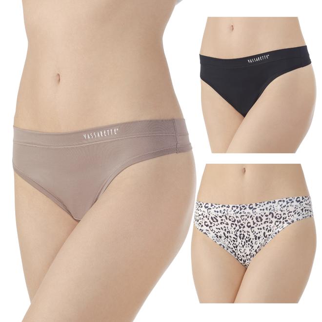 Vassarette Women's Sensational Stretch Thong 3Pack Panty, Style 4818615
