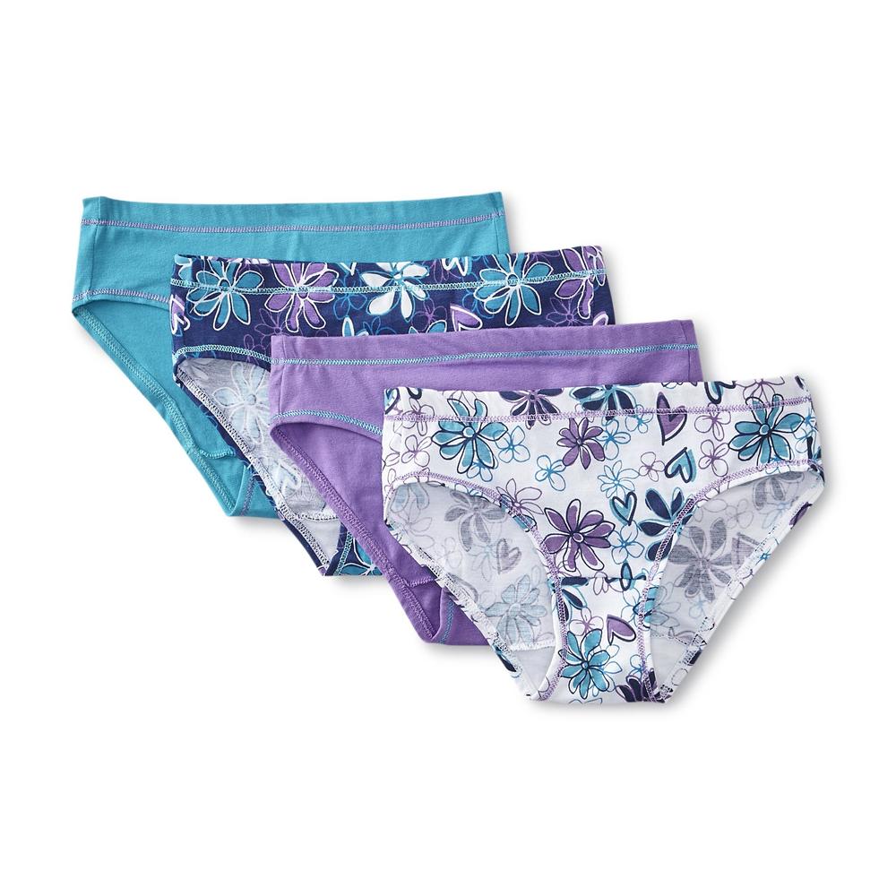 Hanes Girl's 4-Pairs Hipster Cotton Panties - Solids & Prints