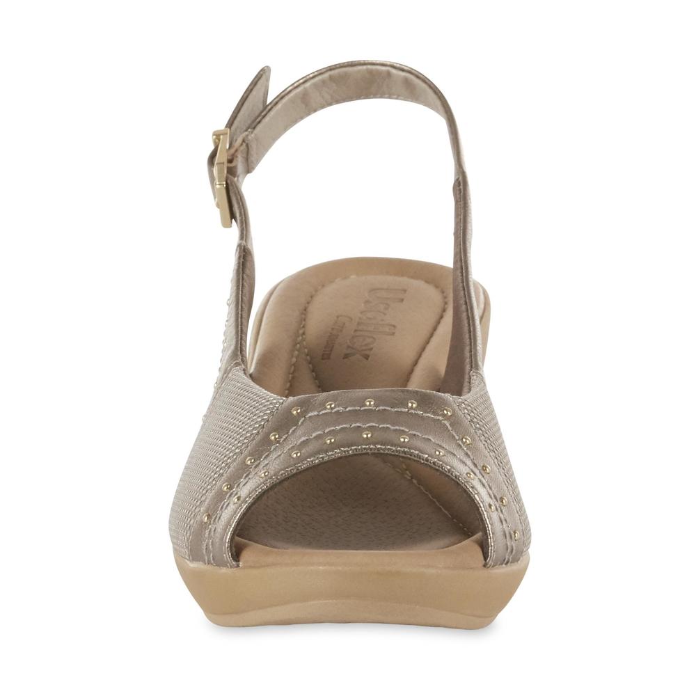 Usaflex Women's Lady II Bunion Care Sling-Back Wedge Sandals - Gold