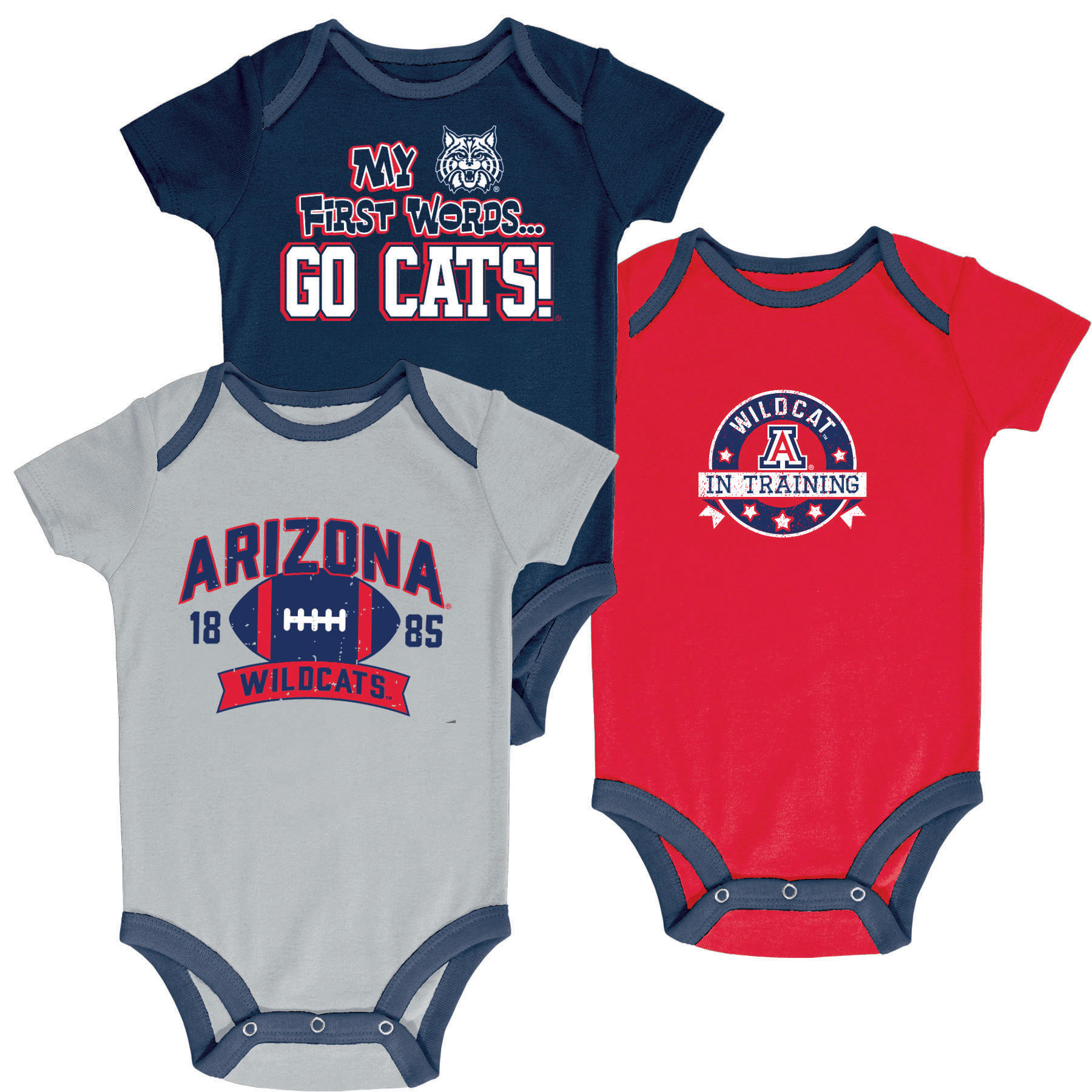 NCAA Infant Boys’ 3-Pack Graphic Bodysuits - Arizona Wildcats, Size: 0-3 Months NCAA Infant Boys’ 3-Pack Graphic Bodysuits - Arizona Wildcats, Size: 0-3 Months