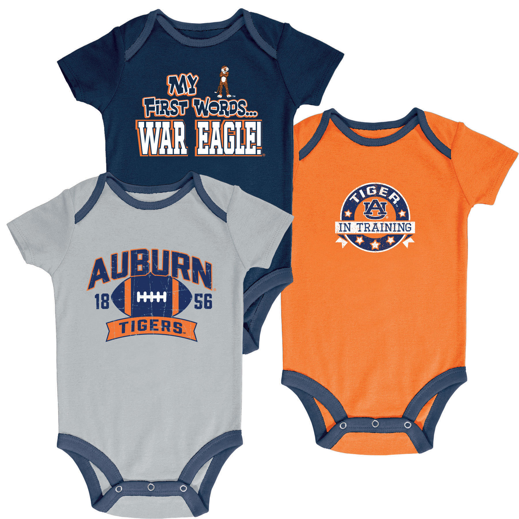 NCAA Infant Boys’ 3-Pack Graphic Bodysuits - Auburn Tigers, Size: 0-3 Months NCAA Infant Boys’ 3-Pack Graphic Bodysuits - Auburn Tigers, Size: 0-3 Months