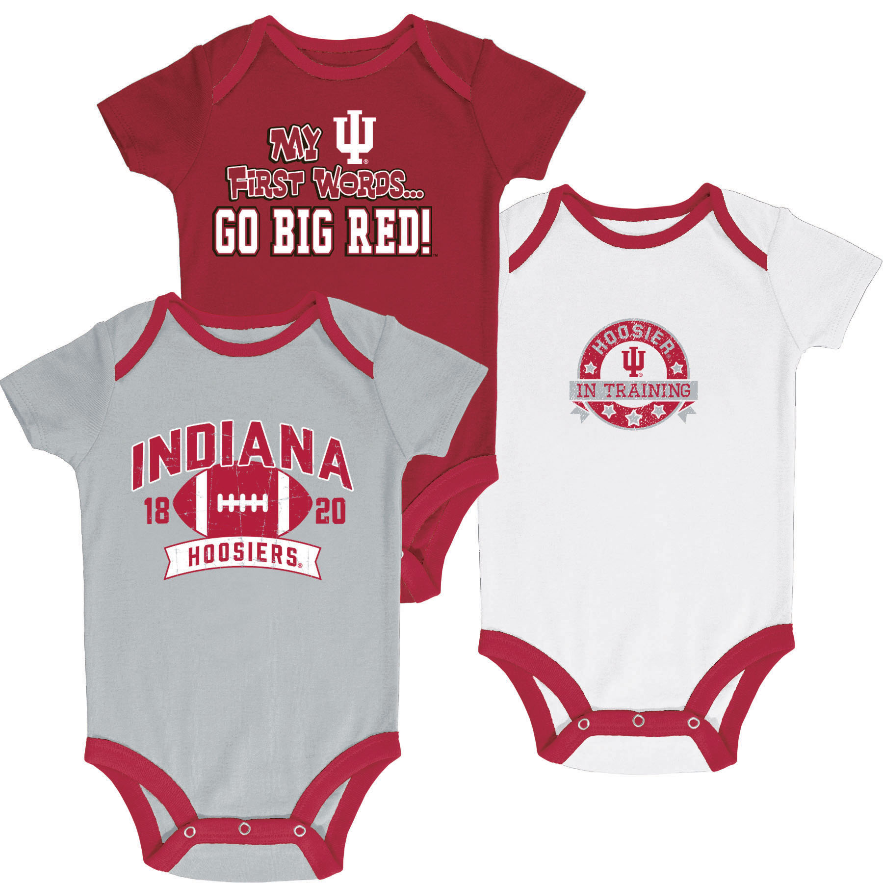 NCAA Infant Boys’ 3-Pack Graphic Bodysuits - Indiana Hoosiers, Size: 6-9 Months NCAA Infant Boys’ 3-Pack Graphic Bodysuits - Indiana Hoosiers, Size: 6-9 Months