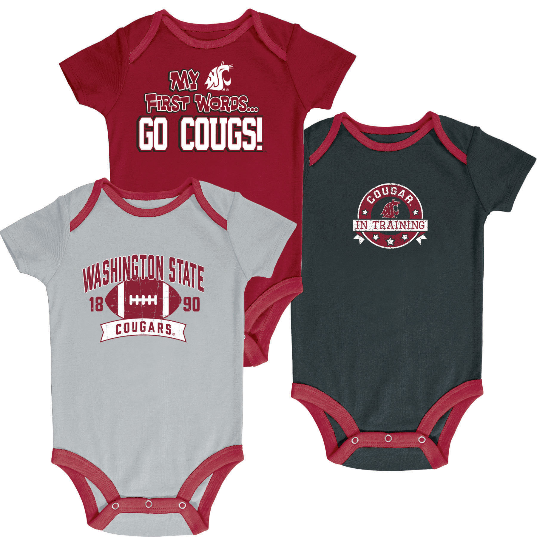 NCAA Infant Boys’ 3-Pack Graphic Bodysuits - Washington State Cougars, Size: 6-9 Months NCAA Infant Boys’ 3-Pack Graphic Bodysuits - Washington State Cougars, Size: 6-9 Months