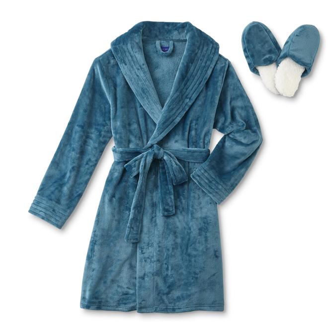 Simply Styled Women's Fleece Bathrobe & Slippers