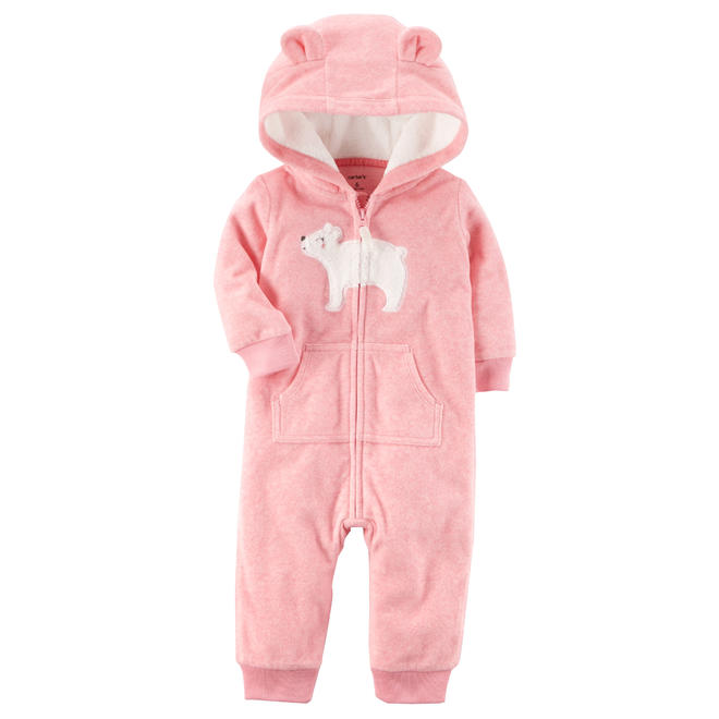Carter's Baby Girls’ Hooded Fleece Jumpsuit Bear